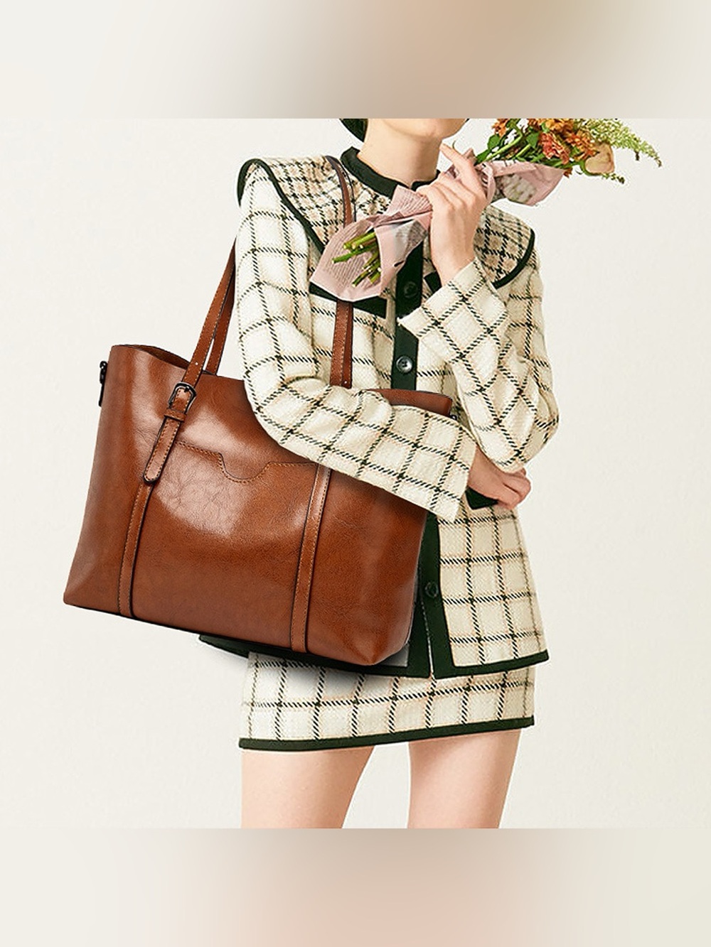 PU Leather Large Capacity Tote Shoulder Bag